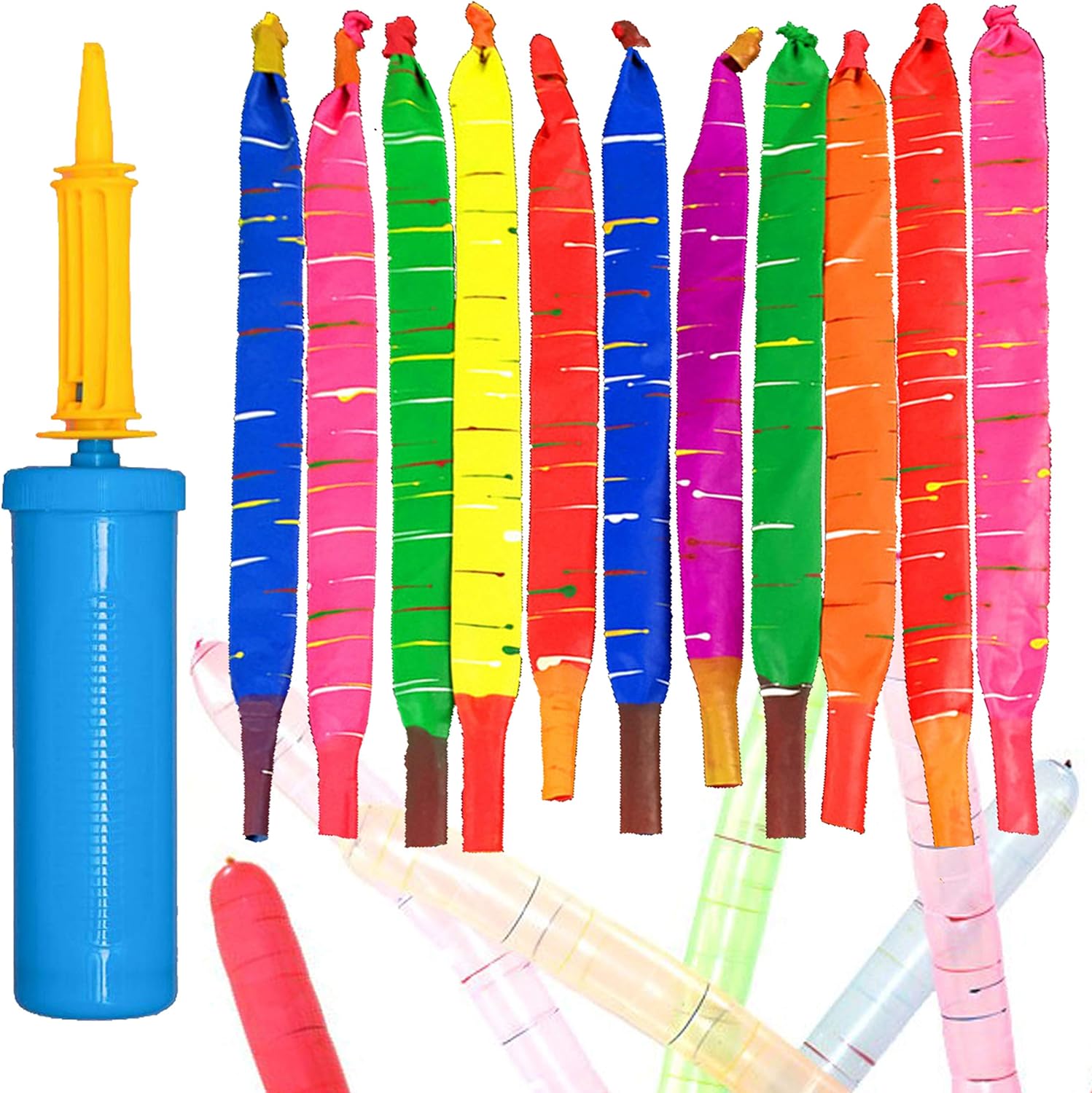 Goattoy Clearance under $5 50PCS Rocket Balloons with Pump Thickened Flying Balloon with Whistling Noise Multicolor Long Balloons Outdoor Toys with Farting Sound Toy Gifts for Kids Boys Girls